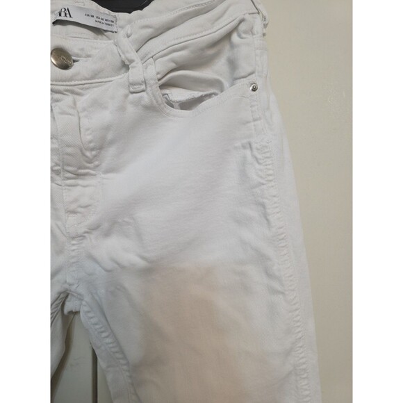 Zara Womens White Denim Raw Hem Ankle Jeans, Size 6 - Picture 9 of 13